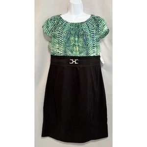 ALYX Limited sz‎ 14 Dress Black & Print Cap Sleeve Zip Lined Taylored fit NWT